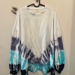 Electric & Rose Tie-Dye Long Sleeve Top - White, Blue, Black